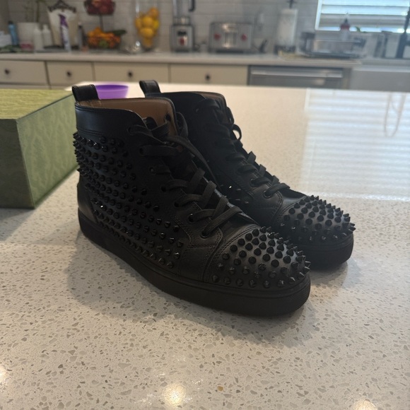 Christian Louboutin | Shoes | Christian Louboutin Black Spiked Red